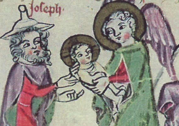 Weihnachtsdarstellung aus einer „Deutschen Reimbibel, ostdeutsch, 14 Jh.“ 